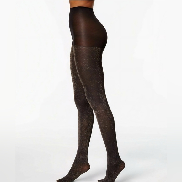 HUE Opaque Metallic Tights - BLACK/GOLD - Picture 1 of 7